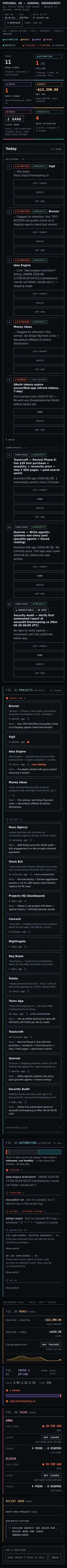 The rebuilt dashboard, entire page at phone width